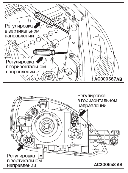 Регулировка фар мицубиси